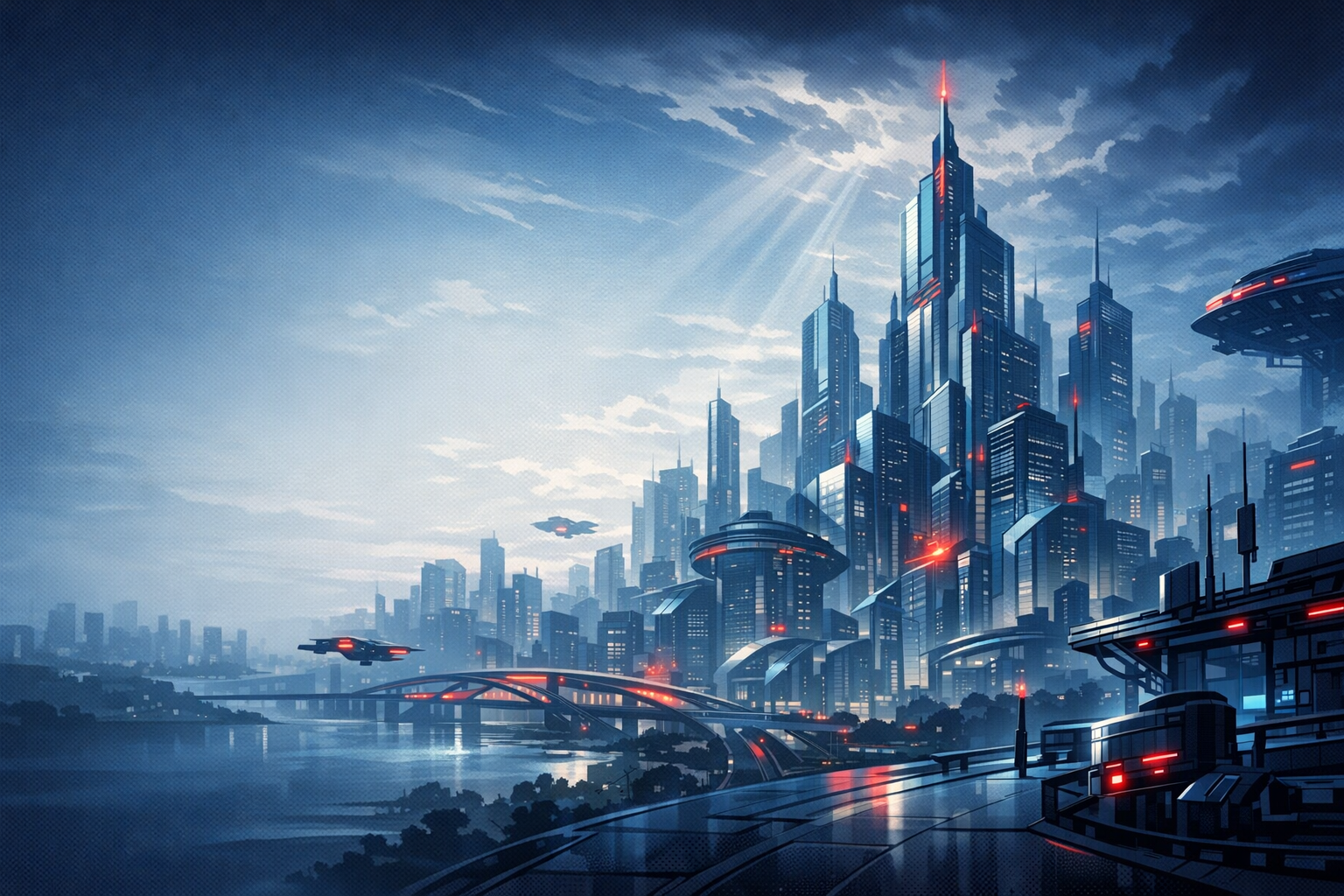 Hero city tech background